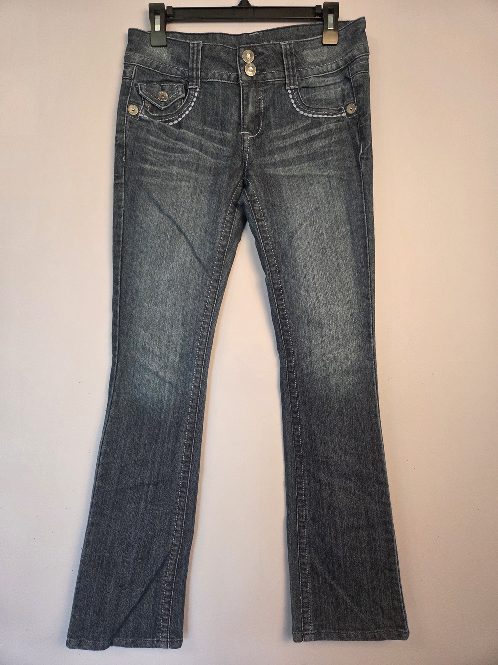 Vintage Y2K Candie's Low Rise Boot Cut Jeans Blue Wash Size 5 Cool Girl 2000s